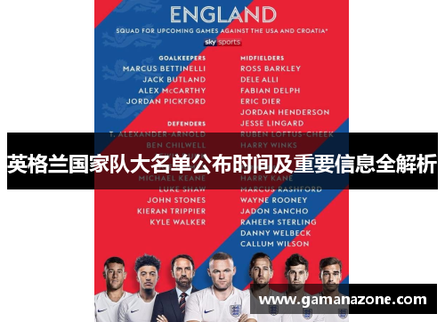 英格兰国家队大名单公布时间及重要信息全解析