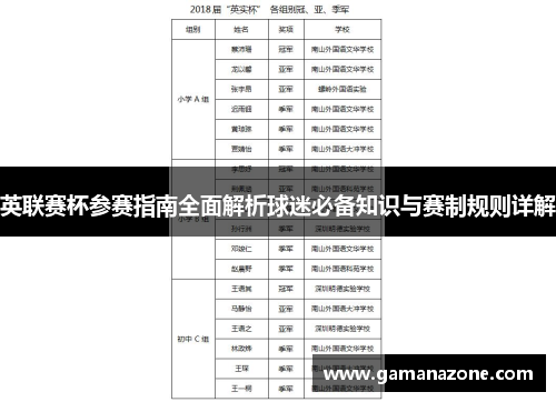 英联赛杯参赛指南全面解析球迷必备知识与赛制规则详解