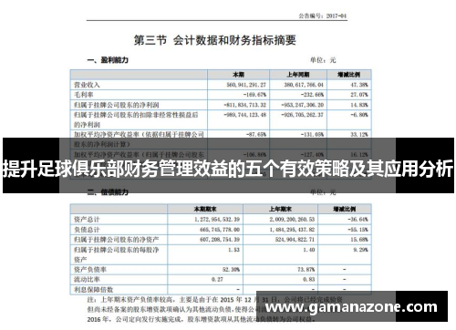 提升足球俱乐部财务管理效益的五个有效策略及其应用分析 提升足球俱乐部财务管理效益的五个有效策略及其应用分析